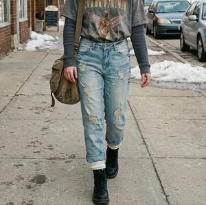 NWOT Special X L Y2K Grunge Indie Sleeze Distressed Boyfriend Ankle Jeans